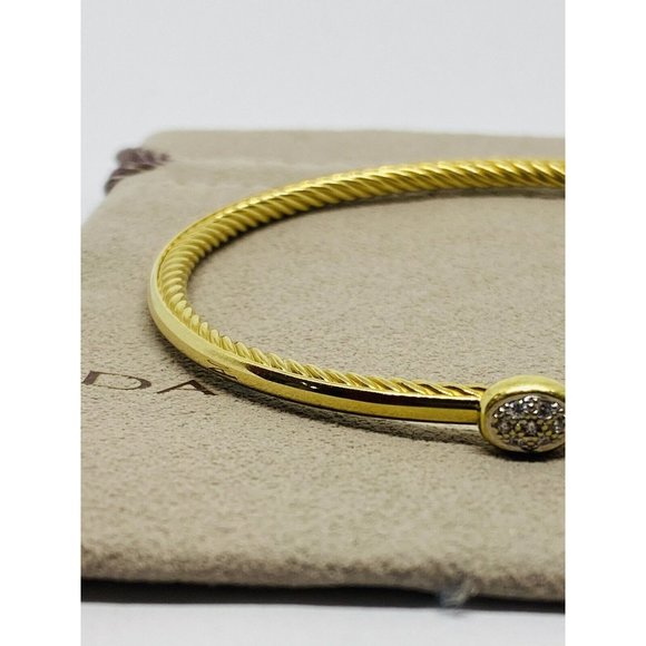 DAVID YURMAN Confetti Bangle Bracelet Diamonds 18K Yellow Gold  7.5” 2.6MM Wide - Picture 5 of 10